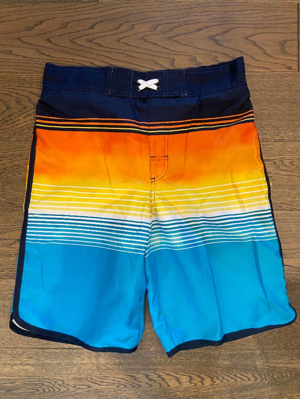 EUC: George Teen Boys Sunset Gradient Striped Board Shorts Size 14-16 yrs